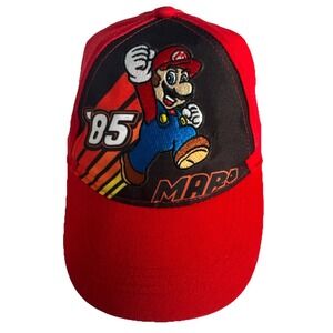 Super Mario Hat Cap Snap Back Red Embroidered Logo Nintendo
